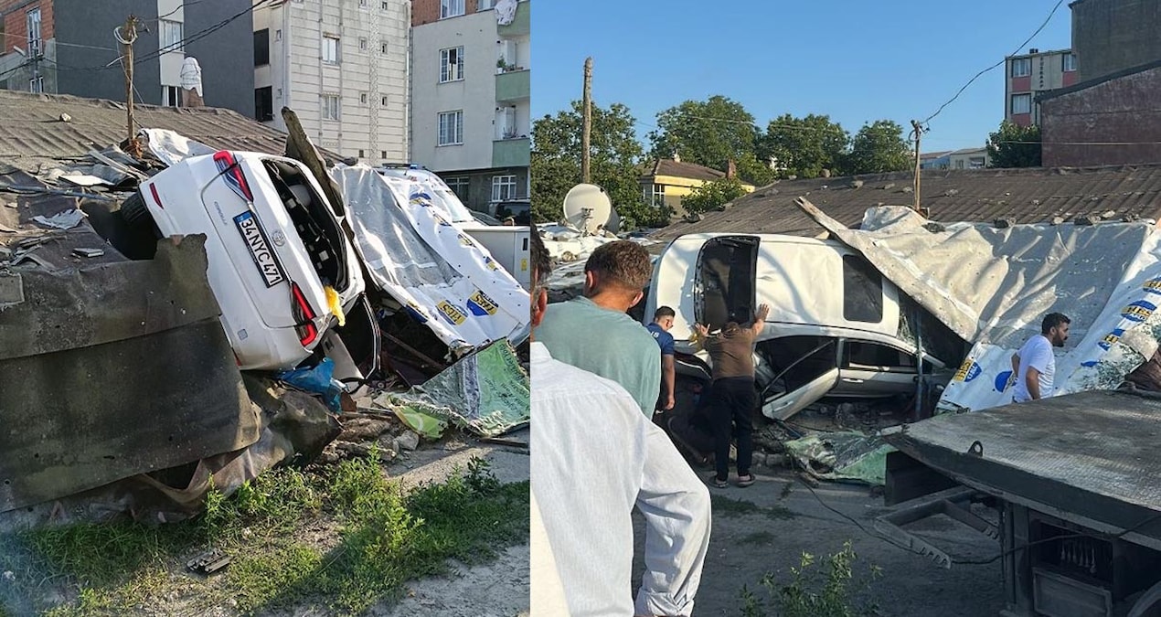 Arnavutköy’de otomobil gecekonduya çarptı